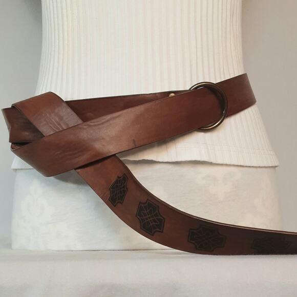 Ultra Long Costume Belt OS Medieval Warrior Style Walnut Brown Faux Leather - Picture 1 of 8